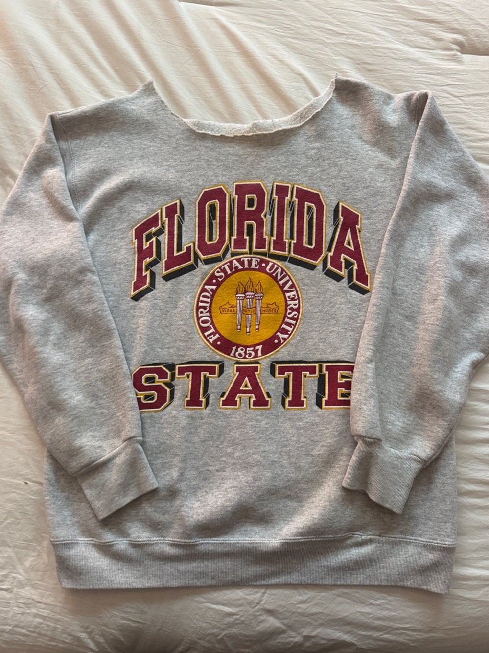 Florida State Women’s Grey Crewneck Sweatshirt with Garnet & Gold Logo
